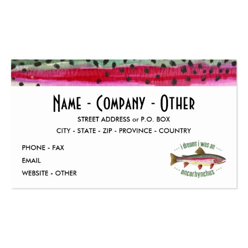 Customized Trout Fishing Business Card Template (front side)