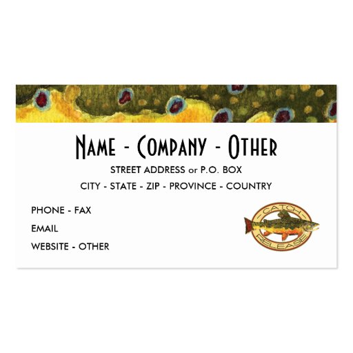 Customized Trout Fishing Business Card Templates (front side)