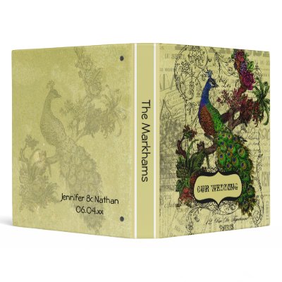 Customized Vintage Peacock Wedding Binder
