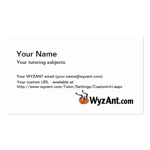 Customized WyzAnt Business Cards (front side)