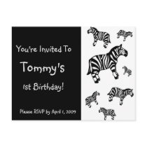 Customized Zebra Party Invitations postcards