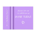Customizes Purple Birthday Party Invitations postcards by jbranam Customizes Purple Birthday Party Invitations postcards
