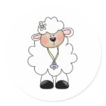 CUSTOMLAMBBLUE ROUND STICKER