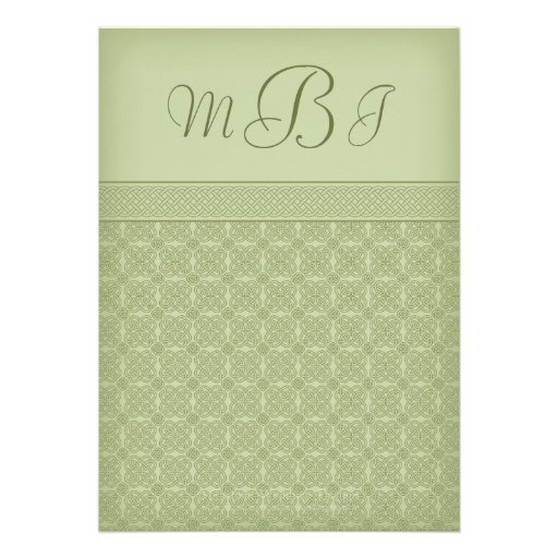 Custon Green Irish Celtic Knot Wedding Invitation