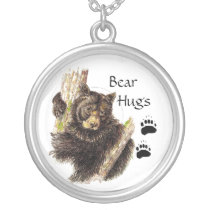 Cut, Custom Black Bear Bear Hugs, Personalized Necklace