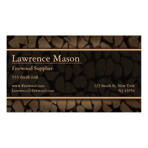 Cut Logs Firewood Supply Business Card (back side)