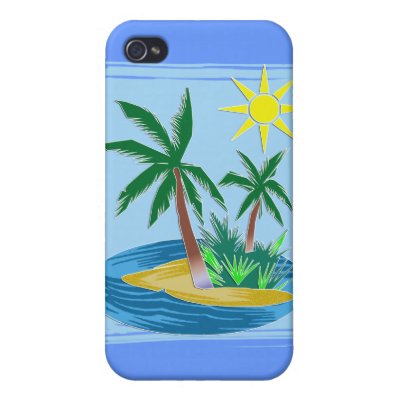 Cut Paper Island, Palms and Sun iPhone 4/4S Case