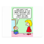 cut school video arcade kid post card