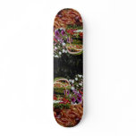 Cut watermelon fruit basket with flowers skate deck