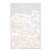 Cut watermelon fruit basket with flowers stationery