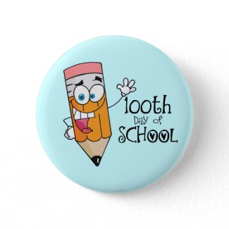 Cute 100th Day Of School Cartoon Gift button