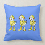 Cute 3 Rainy Day Chicks Reversible Custom Blue pillows