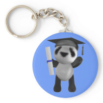 Cute 3d Baby Panda Graduate (editable) Key Chain