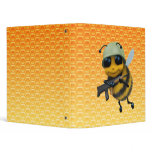 Cute 3d Bee Soldier Honeycomb Background Vinyl Binder