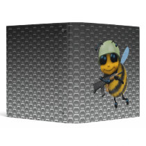 Cute 3d Bee Soldier Metallic Background 3 Ring Binders
