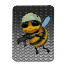 Cute 3d Bee Soldier Metallic Honeycomb Rectangular Magnet