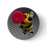 Cute 3d Bee with Pretty Red Rose (editable) Pins