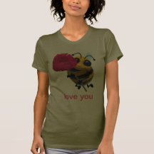 Cute 3d Bee with Pretty Rose "love you" Shirt