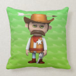 Cute 3d Cowboy with arrow in hat (editable) pillows