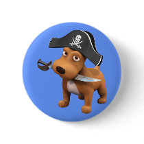 Cute 3d Dog Pirate (editable) Buttons
