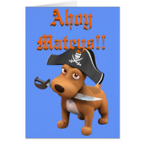 Cute 3d Dog Pirate (editable) Cards