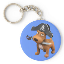 Cute 3d Dog Pirate (editable) Keychain