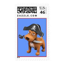 Cute 3d Dog Pirate (editable) Postage Stamps