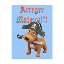 Cute 3d Dog Pirate (editable) Postcard