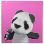 Cute 3d Panda Sings with a Mic (editable) Printed Napkins