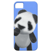 Cute 3d Panda Thinks (editable) iPhone 5 Cases