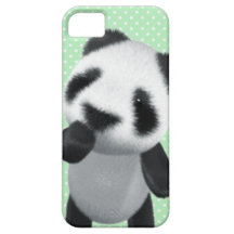 Cute 3d Panda Thinks (editable) iPhone 5 Cases