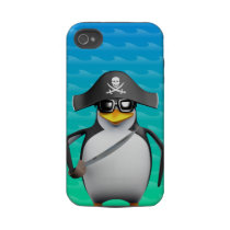 Cute 3d Penguin Pirate (editable) Iphone 4 Tough Covers