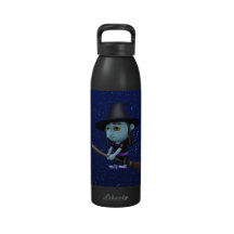 Cute 3d Witch Flying Broomstick (editable) Reusable Water Bottle
