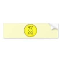 Cute 3D Yellow Bunny Cartoon Bumper Sticker