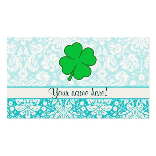 Cute 4 Leaf Clover Business Card Template (front side)