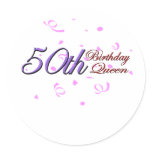 Cute, "50th Birthday Queen" design Stickers