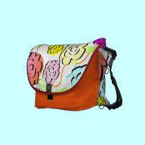 Cute Abstract Happy Flowers Messenger Bag messenger bags