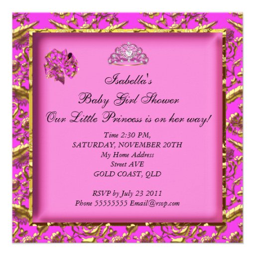 Cute African American Baby Shower Pink Gold Custom Announcements