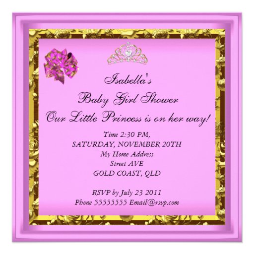 Cute African American Baby Shower Pink Gold Invite