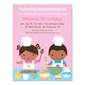 Cute African American Cooking Birthday Party Card