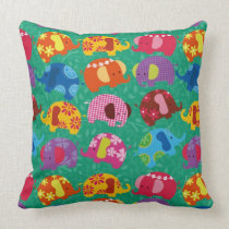cute african patterned elephants animal cartoon throw pillow