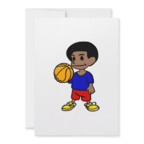 Cute afro boy basketball invites
