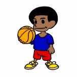 Cute afro boy basketball photo sculpture