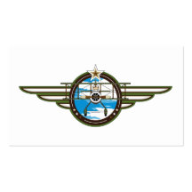 Cute Airforce Pilot and Biplane Business Card Template