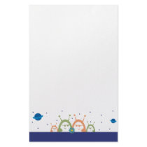cute alien family spacemen planets stationery