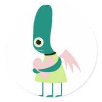 Cute Alien Heart stickers by QueenHare Cute Alien Heart stickers