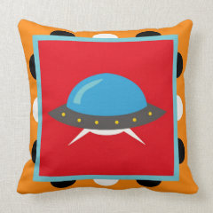 Cute Alien UFO Space Ship Unique Kids Gifts Throw Pillows