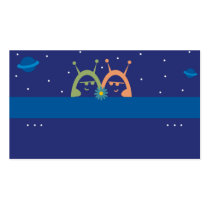 cute aliens spacemen with flower love business card templates
