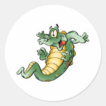 Cute Alligator Cartoon Round Sticker