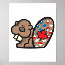 cute american canadian beaver posters